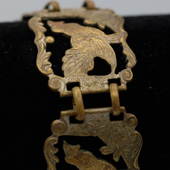 Vintage metal Panel bracelet featuring Bird designs - Picture 3 of 16